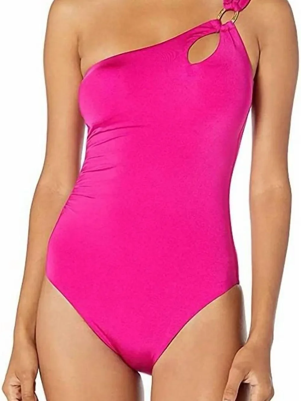 NEW $142 Trina Turk Getaway Solid One Shoulder One-Piece Swimsuit [SZ 4 ]